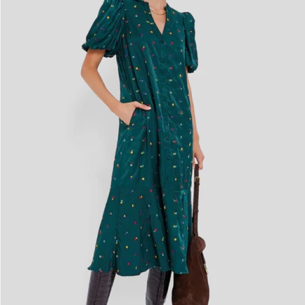Chic Teal Floral Women's Dress - Tuckernuck Size M NWT - Picture 2 of 7